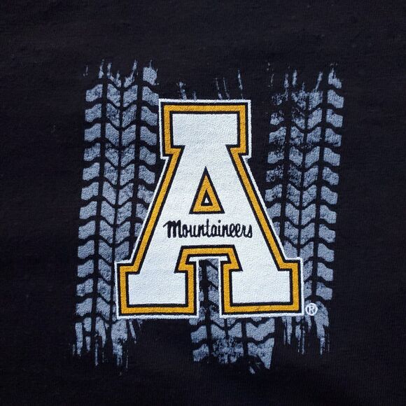 App State Mountaineers T Shirt Mens M Appalachian V Neck 100% Cotton Black NWT - Picture 4 of 16